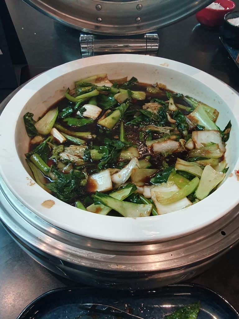Qantas Business Lounge Melbourne Domestic Food and Nutrition Review (updated 2024) - Qantas Business Lounge Melbourne domestic Asian greens - Qantas Business Class Lounge Melbourne (Domestic)