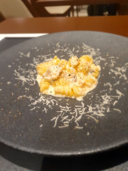 Creamy salmon pasta  JAL First Class Lounge