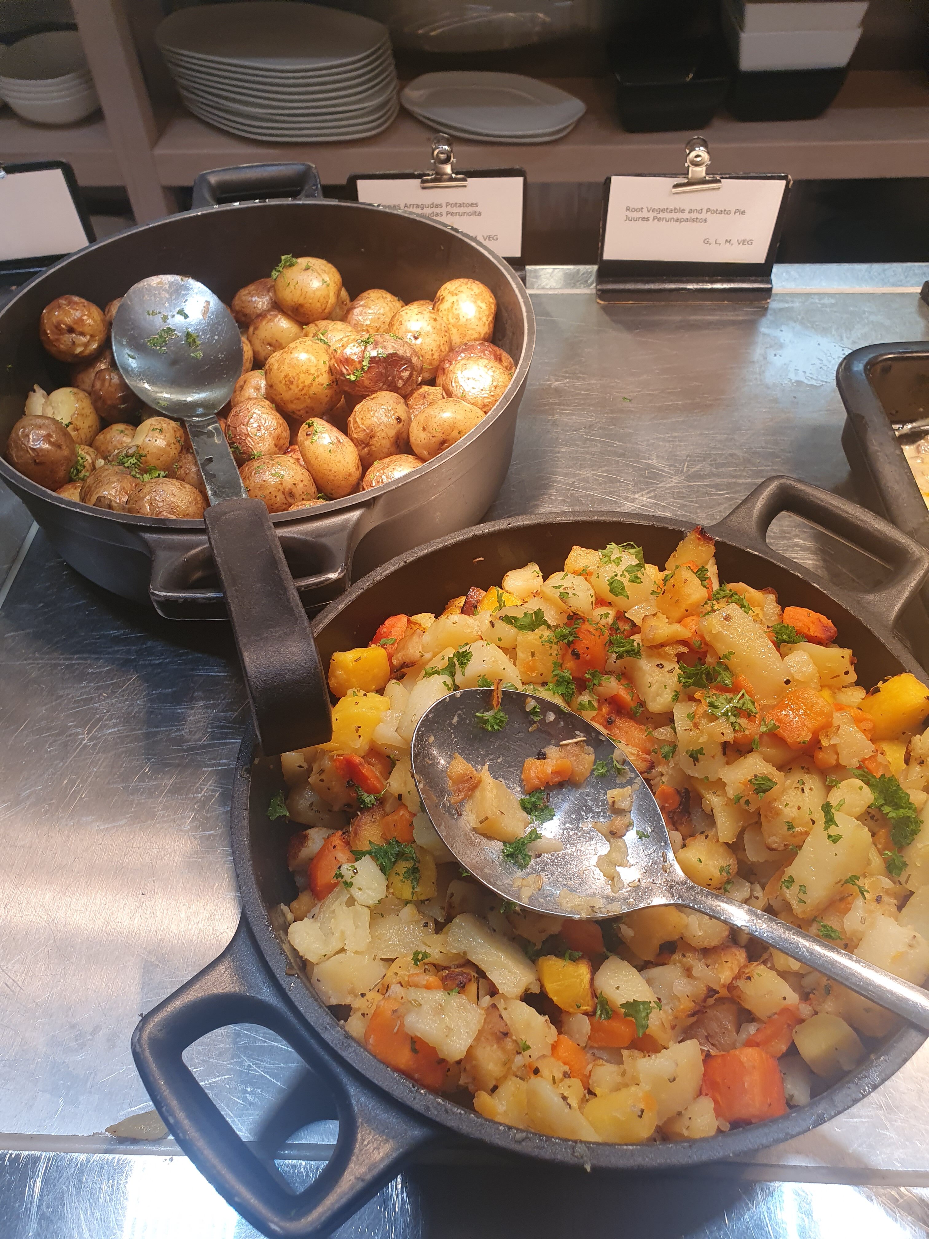 Roast vegetables Finnair Business Lounge Helsinki