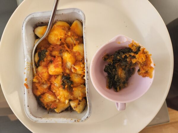 I bought airline meals to eat at home and was surprised at what I found. - airline meals Airplane meal Potato and Ricotta Gnocchi