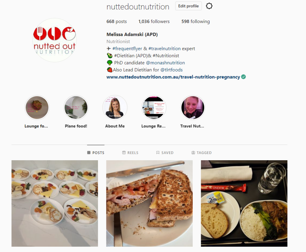 Travel nutrition information is always at your fingertips! - travel nutrition Nutted Out Nutrition's Instgram focusing on travel nutrition