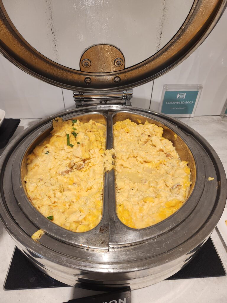Scrambled eggs Fiji Airways Premier Lounge May 2025