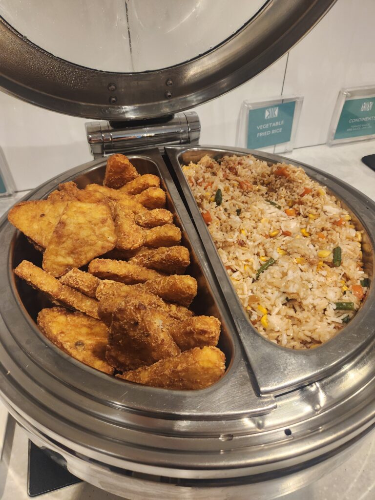 Hashbrowns and fried rice Fiji Airways Premier Lounges October 2025