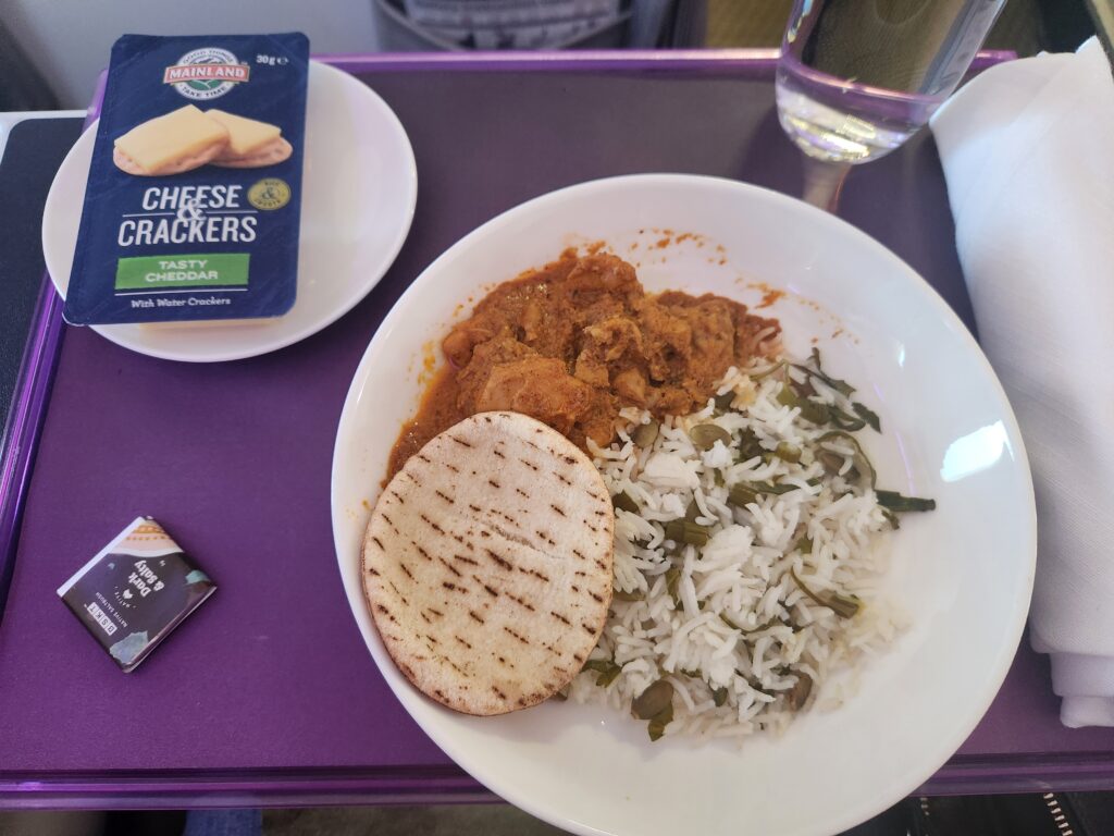 Virgin Australia business class butter chicken 2024