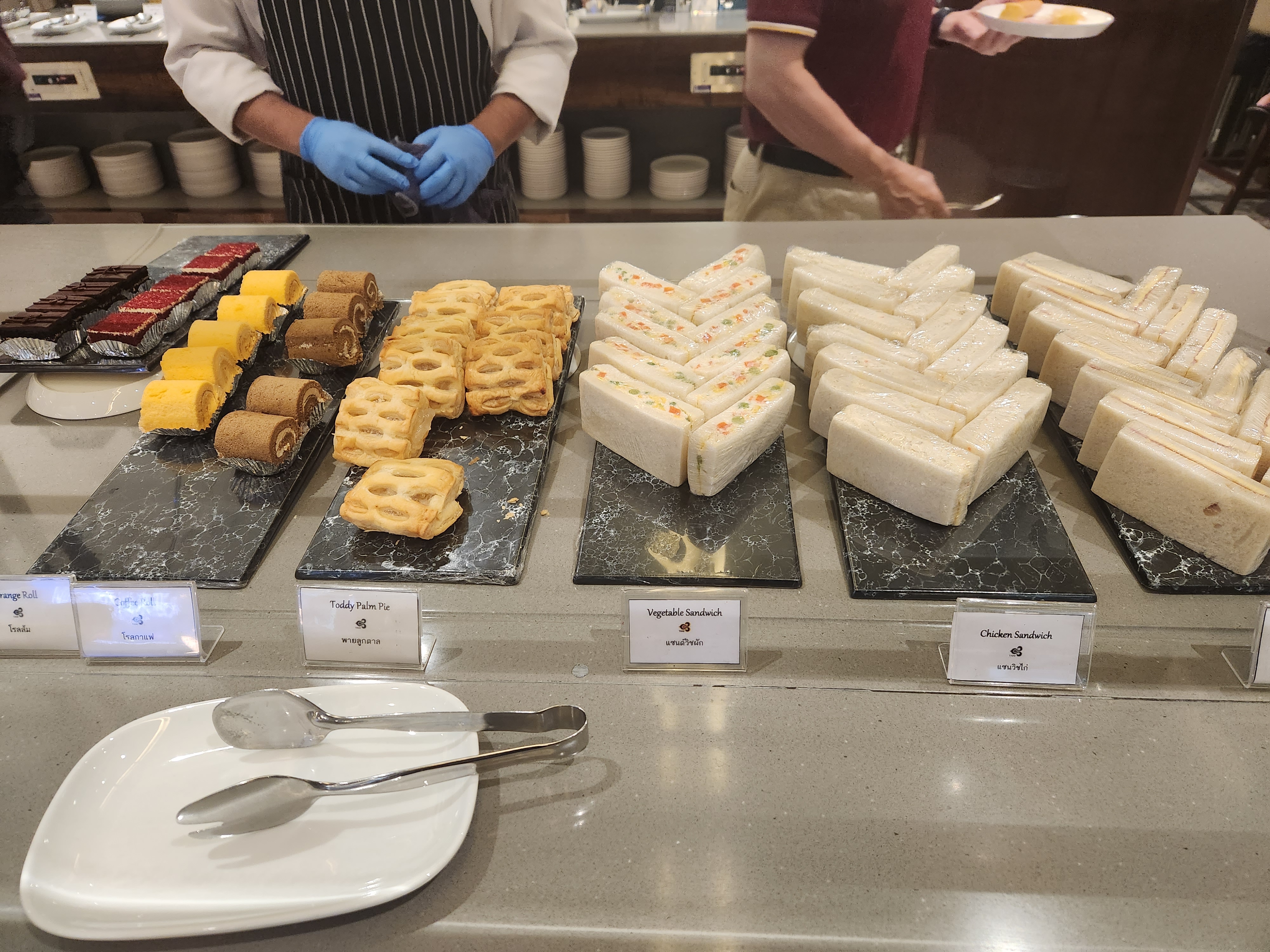 Thai Airways Business Class Lounge sandwiches
