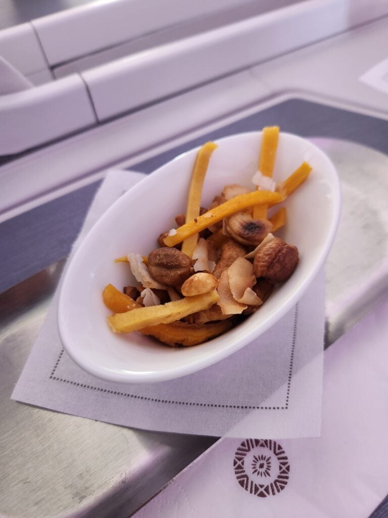 Fiji Airways Business Class Food Review - Melbourne to Nadi, Fiji - Fiji Airways business class Tropical snack mix October 2025