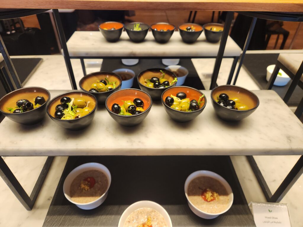 Qatar Al Mourjan Business Lounge Doha Food and Nutrition Review - Qatar Al Mourjan Business Lounge Doha Food Olives Qatar Al Mourjan Lounge Doha Food