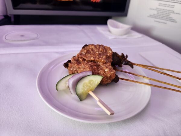 Plane Food Reviews - Plane Food Reviews satay skewers malaysia airlines business class food