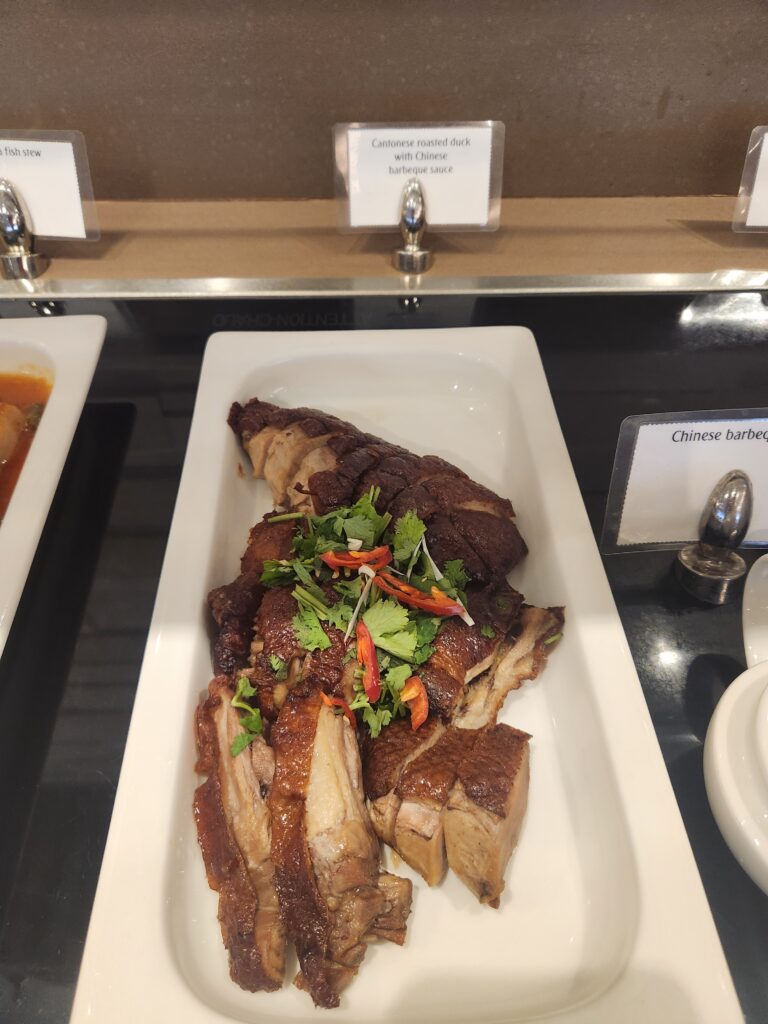 Cantonese roasted duck with barbeque sauce Emirates Lounge Singapore