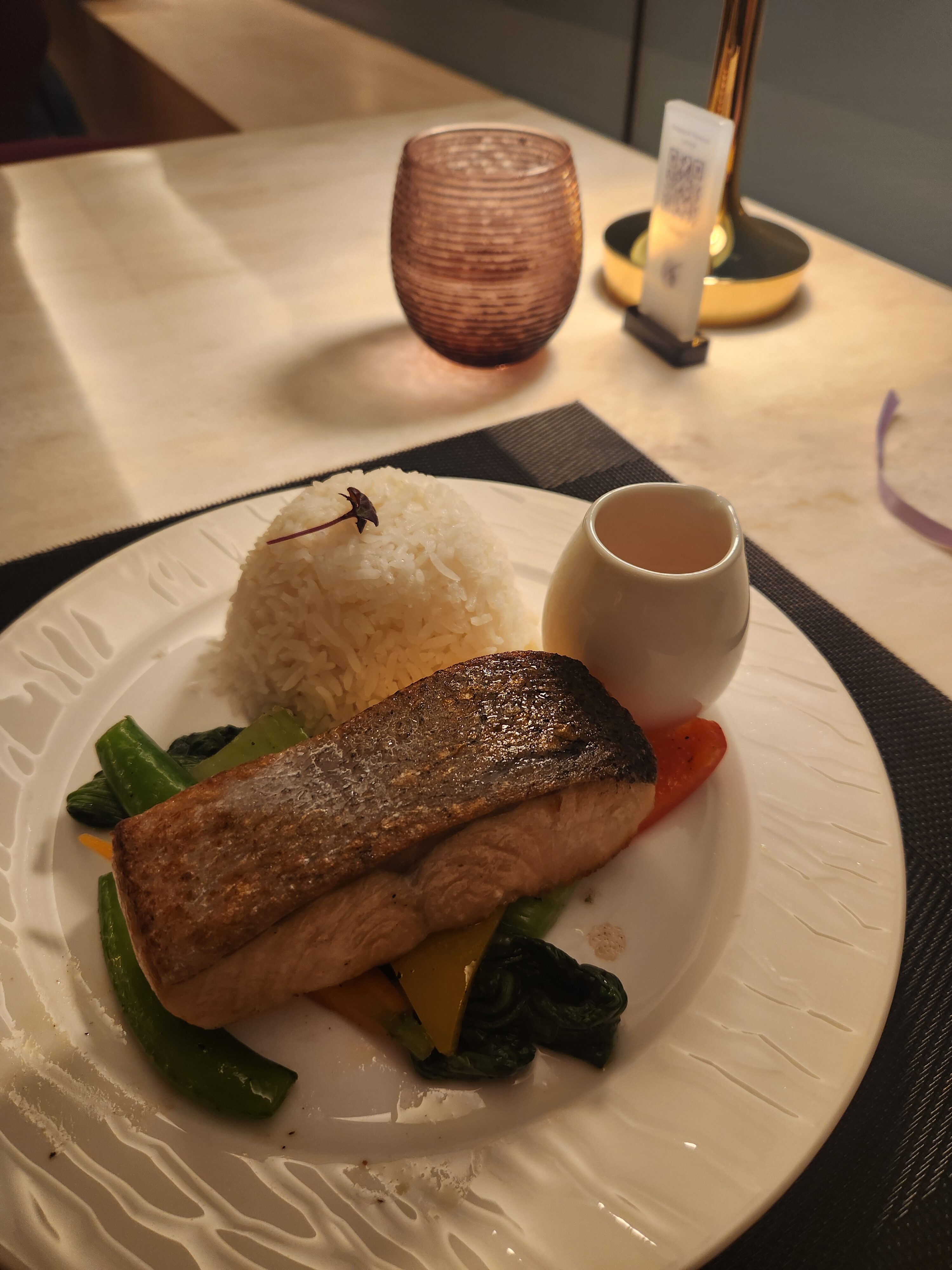 Seared salmon Qatar Lounge Singapore food
