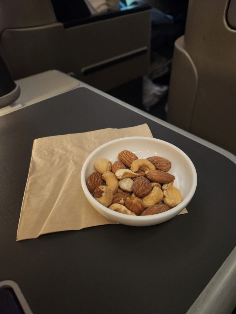 Qantas Business Class Food Review - Singapore to Brisbane - Qantas Business Class Food Singapore to Brisbane Nuts Qantas business class food