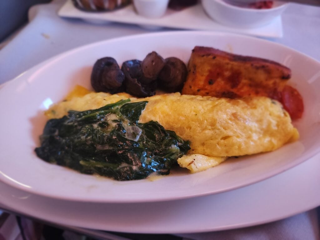 British Airways Business Class Food Review - Johannesburg to London (Heathrow) - British Airways Business Class food Chive omelette British Airways Business class breakfast