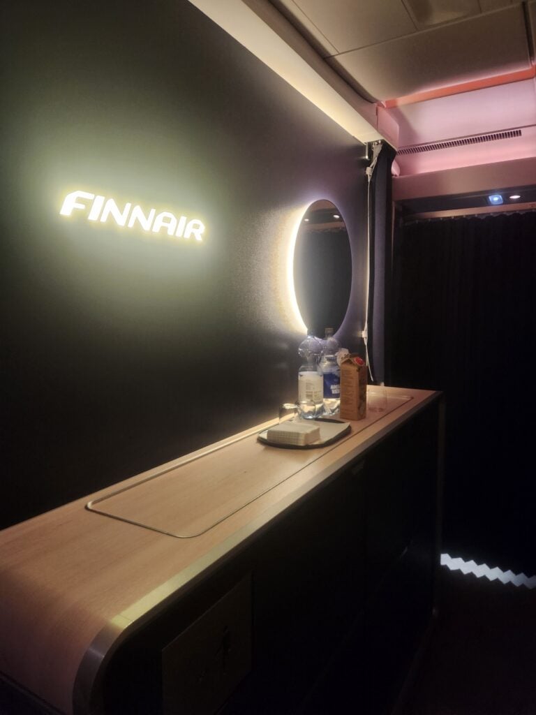 Finnair business class juice and water
