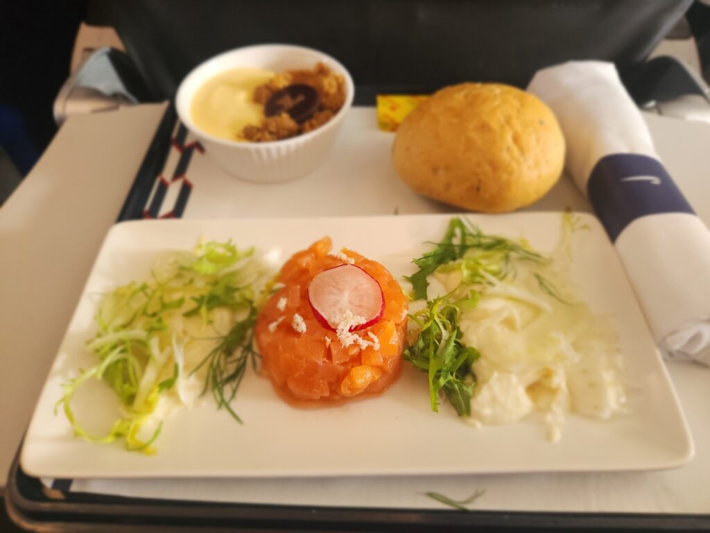 British Airways Club Europe Food Review - London (Heathrow) to Hamburg (return) - British Airways Club Europe Salmon salad British Airways Club Europe