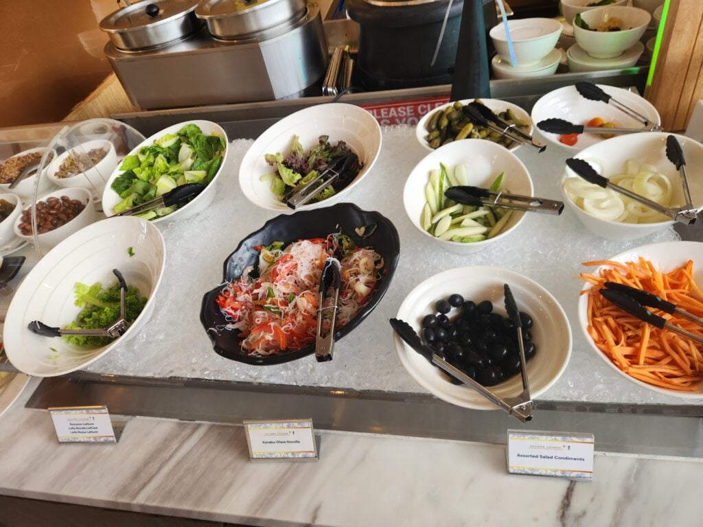 Salad buffet Malaysia Airlines Golden lounge food