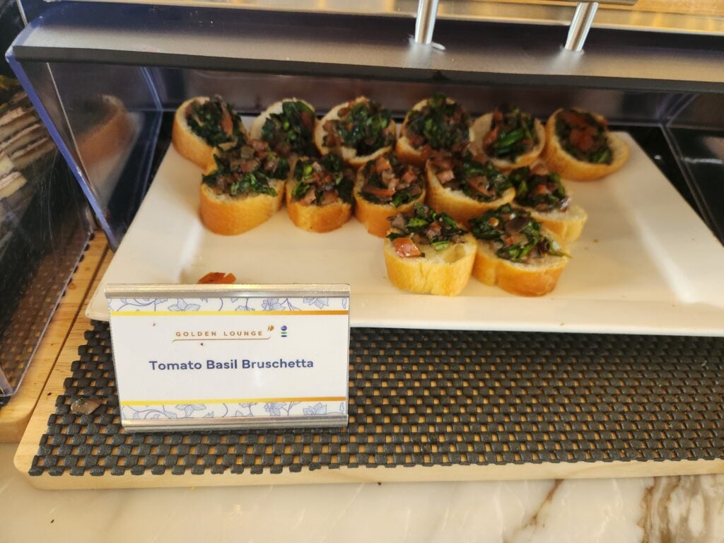Tomato and basil bruschetta Golden lounge food