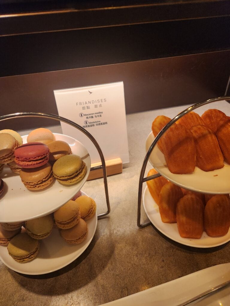 Cathay Pacific The Deck Lounge Food and Nutrition Review - Hong Kong - The Deck Lounge food Macarons and Madeleines in The Deck lounge