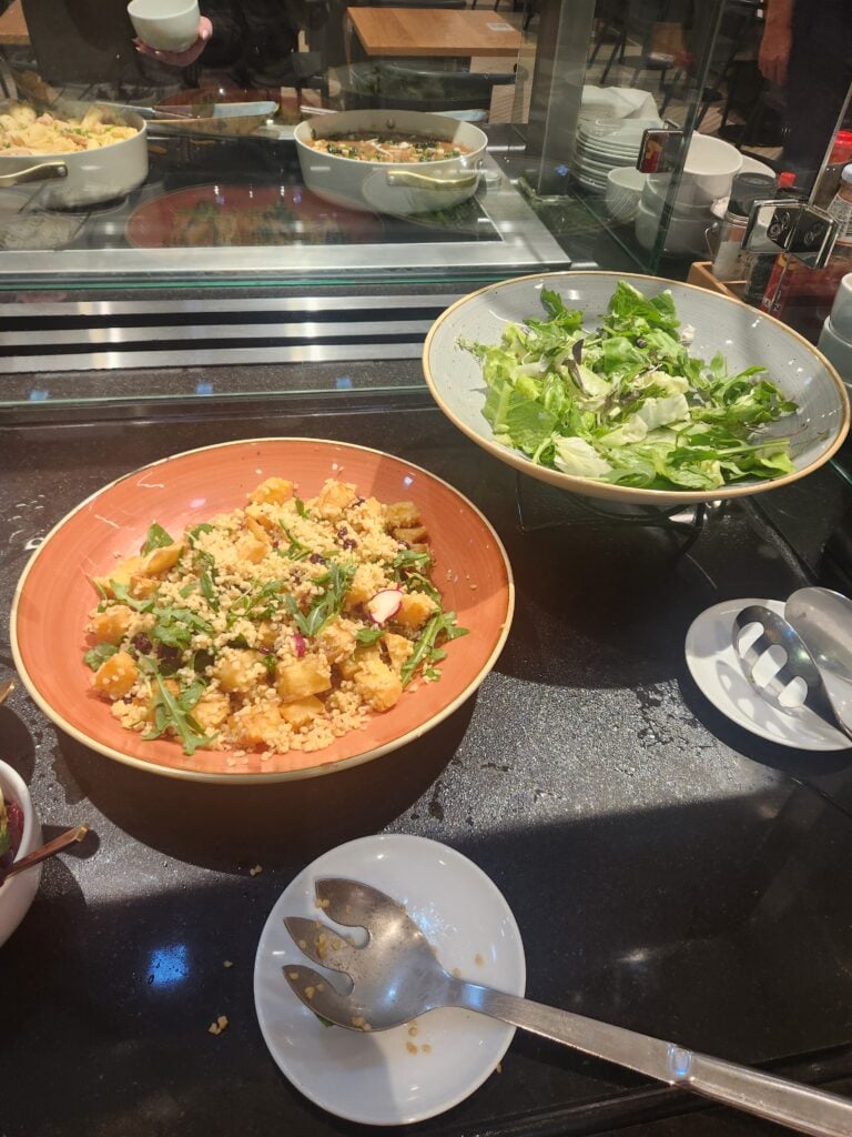 British Airways Lounge Food and Nutrition Review - Johannesburg, South Africa - British Airways Lounge food Potato, rocket and bulgar wheat salad British Airways Lounge food