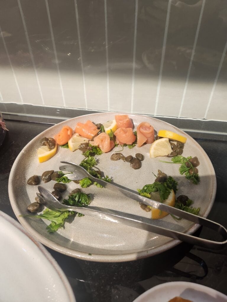 British Airways Lounge Food and Nutrition Review - Johannesburg, South Africa - British Airways Lounge food Smoked salmon British Airways Lounge food