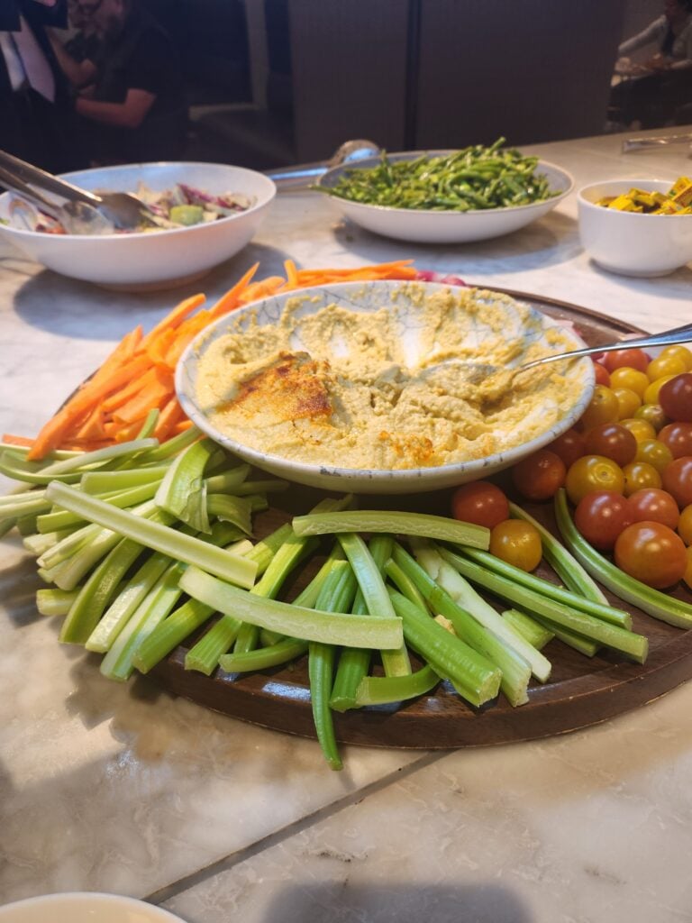 Qantas London Lounge Food and Nutrition Review - Qantas London Lounge Food Vegetable crudites and hummus