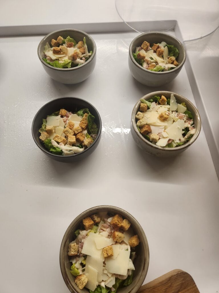 American Airlines First Lounge Food and Nutrition Review - London Heathrow (T3) - American Airlines First Lounge London food Caesar salad bowls