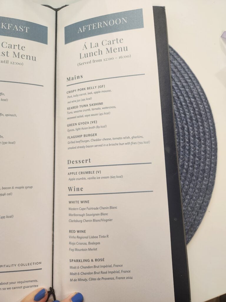 American Airlines First Lounge Food and Nutrition Review - London Heathrow (T3) - American Airlines First Lounge London food A La Carte menu American Airlines First Lounge London food
